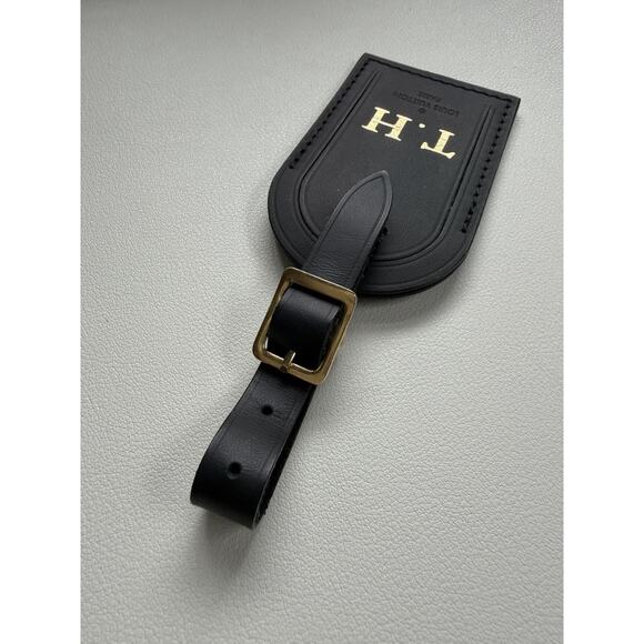 Louis Vuitton Name Tag w/ T H Initials Goldtone Black Large Black - Picture 12 of 15